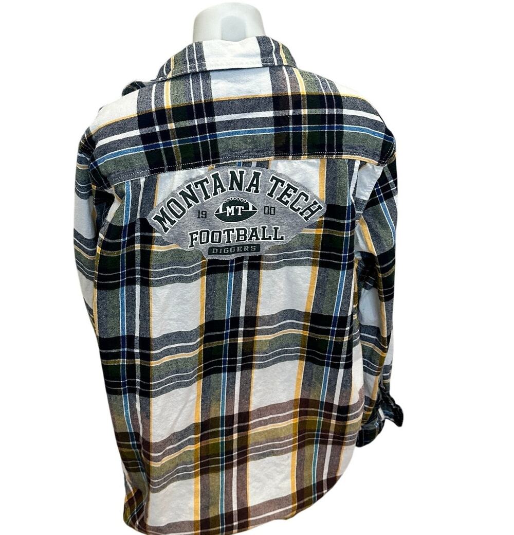 Montana Tech Plaid Flannel Shirt XL Oversize Football Butte Tailgate Unique